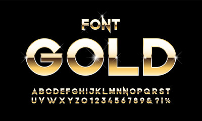 Sticker - Vector set of elite Gold alphabet.