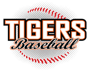 Wall Mural - tigers baseball design is a tigers mascot design template that includes team text and a stylized bas