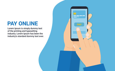 Wall Mural - hands man with phone pay online