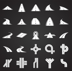 Poster - Roads icons set on background for graphic and web design. Simple illustration. Internet concept symbol for website button or mobile app.