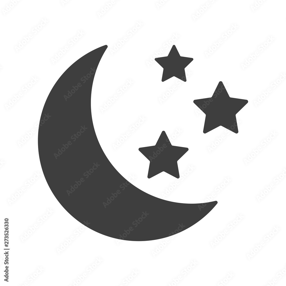Icon moon with stars. Vector on white background Stock Vector | Adobe Stock