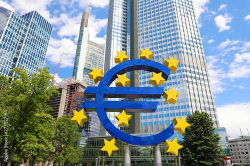 Business and finance concept with giant Euro sign at European Central Bank headq Wallpaper Mural