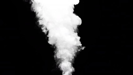 Wall Mural - White clouds of vapor smoke are isolated on a black background. Gas explodes, swirl and dances in space. A magic fog dust texture effect that can be used by overlay and changing their transparency.