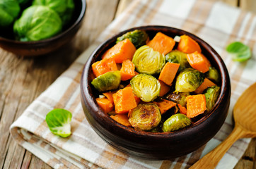 Roasted Sweet potato and Brussels Sprouts