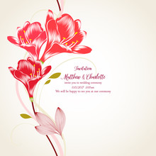 Tropical Abstract Pattern With Clivia Flowers And Exotic Leaves.