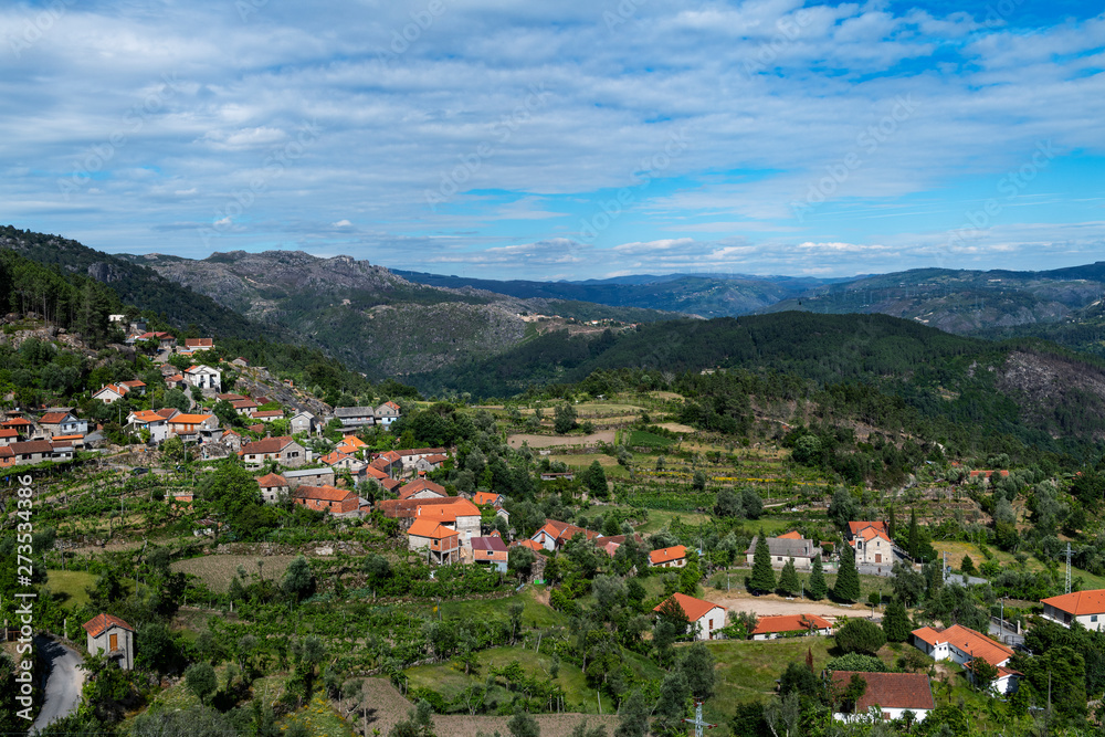View of the traditional village of Ermida at the Peneda Geres National Park in norhtern Portugal, Europe. - obrazy, fototapety, plakaty 