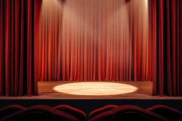 Wall Mural - Theater curtains with spot light