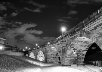 Wall Mural - urban skyline along the river at night