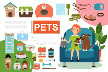 Wall Mural - Flat Pets Composition