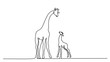 Giraffe with baby Continuous one line drawing
