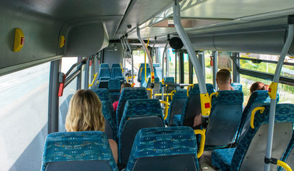 Inside a buss in Sweden Stockholm