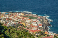 Top View Of The Gorgeous City Of Garachico, General Trade Port In The Past. Long Focuse Lens. Tenerife. Canary Islands.Spain