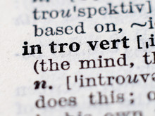 Dictionary definition of word introvert. Selective focus.