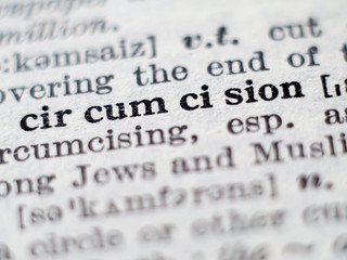 Wall Mural - Dictionary definition of word circumcision. Selective focus.