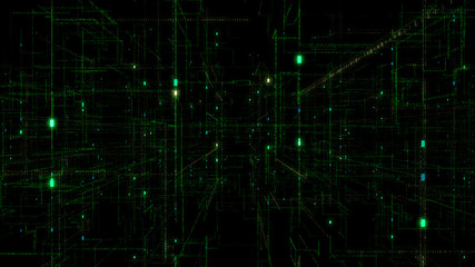 Wall Mural - 3D Digital Technology Network Data background.