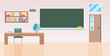 © mast3r - school classroom with furniture empty no people class room interior flat horizontal