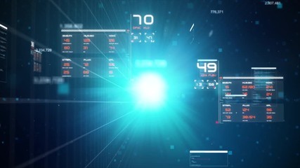 Aufkleber - 3d rendering flying pass through hud head up display interface with ui map graph bar element for fut