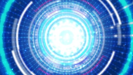 Poster - Circle hud head up display interface element for futuristic cyber technology concept with dark and grain processed