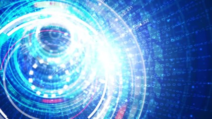 Poster - Circle hud head up display interface element for futuristic cyber technology concept with dark and grain processed
