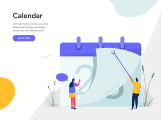Wall Mural - calendar illustration concept. modern flat design concept of web page design for website and mobile 