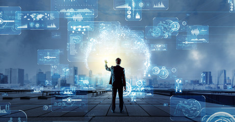 Wall Mural - businessman and technology