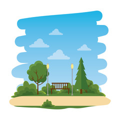 Poster - recreational park with chair natural scene