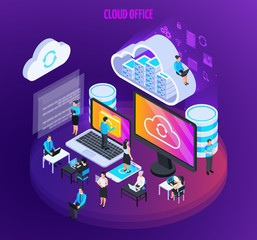 Sticker - Isometric Cloud Office Composition