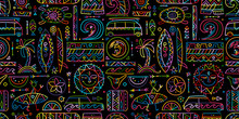 Surfing Seamless Pattern. Tribal Elements For Your Design