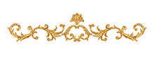 Gold Ornament Baroque Style Vignette. Hand Drawn Vintage Engraving Floral Scroll Filigree Frame.