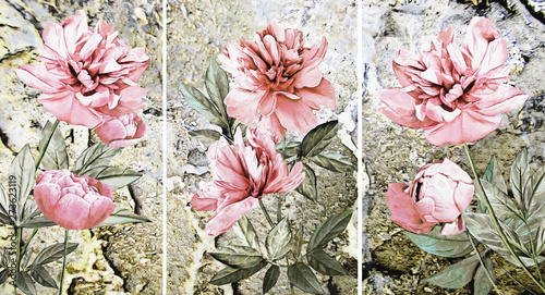 Collection of designer oil paintings. Decoration for the interior. Modern abs...