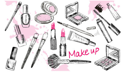 Beauty store collection with make up.