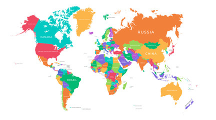  Colorful Hi detailed Vector world map