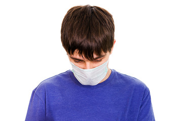 Canvas Print - Sad Man in Flu Mask