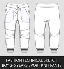 Wall Mural - Fashion technical sketch boy 2-6 years sport knit pants