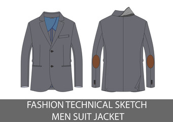 Wall Mural - Fashion technical sketch men suit jacket