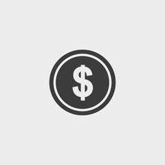 Aufkleber - Dollar Icon in a flat design in black color. Vector illustration eps10