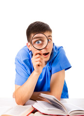 Canvas Print - Student with a Magnifying Glass