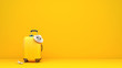 Yellow suitcase packed and ready for summer vacation 3D Rendering