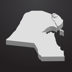 Poster - Kuwait map in gray on a black background 3d