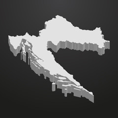 Poster - Croatia map in gray on a black background 3d
