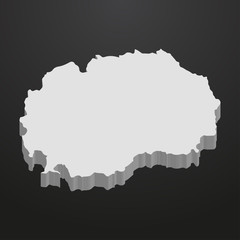 Poster - Macedonia map in gray on a black background 3d