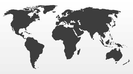 Poster - Black world map on a gray background. Vector illustration