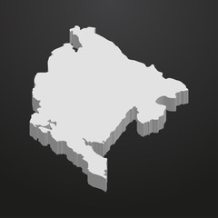 Poster - Montenegro map in gray on a black background 3d