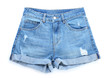 © Pixel-Shot - Stylish jeans shorts on white background