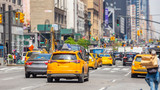 Fototapeta Nowy Jork - New York, streets. High buildings, cars and cabs