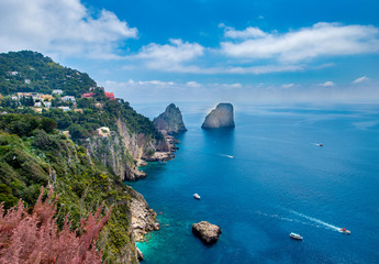 Wall Mural - Faraglioni rocks view from Giardini di Augusto in Capri, Italy.