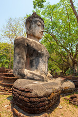 Buddha statue made Made from cement ,in World heritage Kamphaeng Phet historical park, Thailand