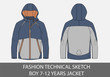 Fashion technical sketch  boy 7-12  jacket