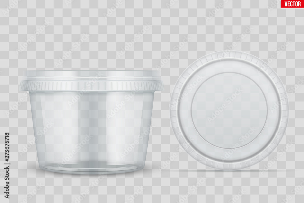Set of Clear Plastic container for food - obrazy, fototapety, plakaty 