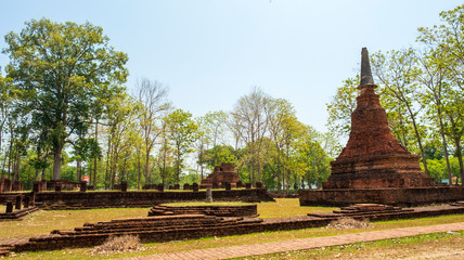 Wat temple in Kamphaeng Phet Historical Park Thailand.